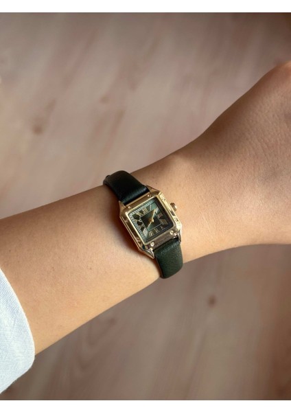 Kare Kadran Ince Yeşil Deri Kayış Kadın Kol Saati -52 fiyatları