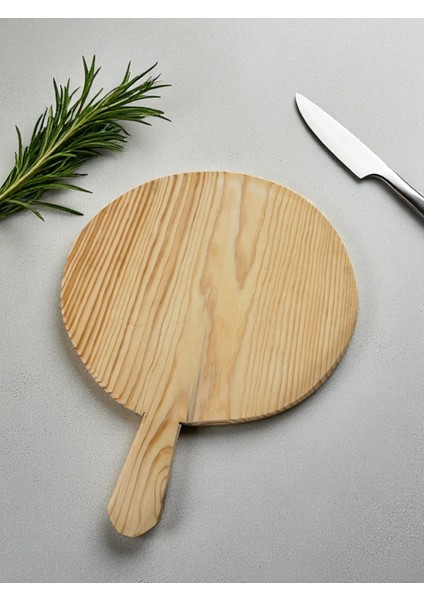 Pizza Bazlama ve Hamur Tahtası Kulplu El Yapımı 28 cm