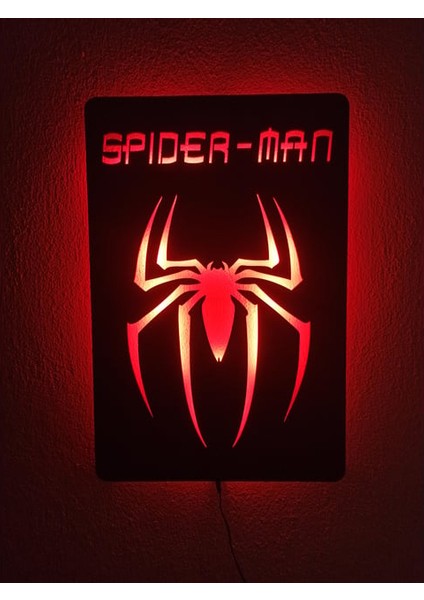 Marvel Kahramanları Örümcek Silüeti Aydınlatmalı Lazer Kesim Duvar Panosu fırsatları