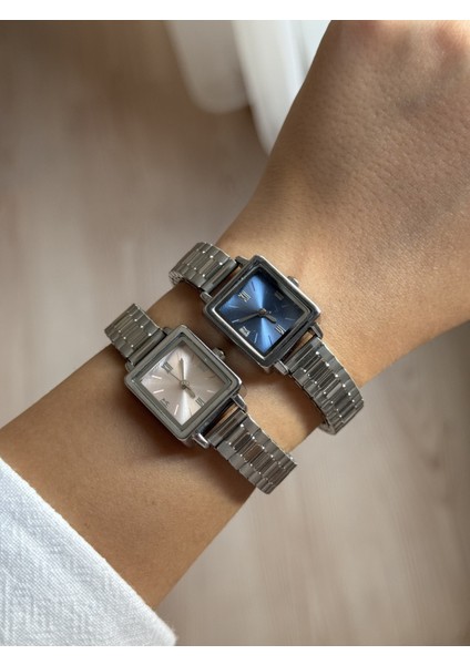 Pembe Kare Kadran Gümüş Çelik Kordon Minimal Kadın Kol Saati - 64 fırsatları