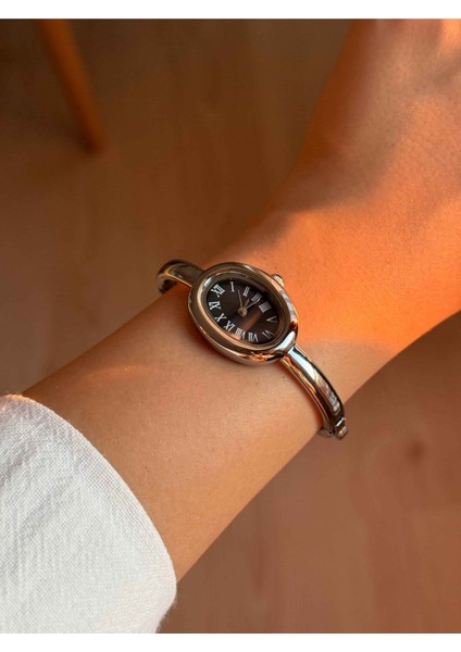Lacivert Kadran Minimal Çelik Gümüş Kadın Kelepçe Kol Saati -54 modelleri
