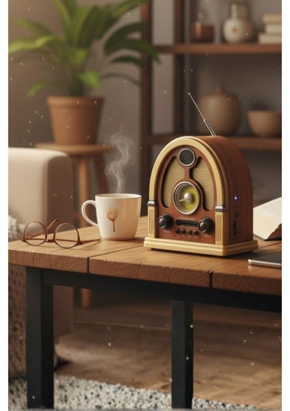 Büro Ev Ofis Hediyesi Için Ahşap Kubbe Taşınır Bluetooth Hoparlörlü Şarjlı Radyo fiyatları