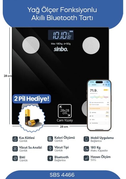 Dijital Bluetooth Tartı, Cam Yüzey, Siyah Renk, Kişisel Bakım, Sağlıklı Yaşam Için Ideal fiyatları