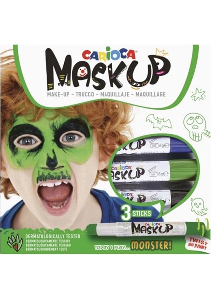 Carioca Mask Up Yüz Boyası 3 Renk Monster modelleri