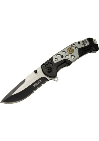 Lanmark MX10 Gri Testereli Outdoor Çakı 21 cm - Otomatik, Perçinli