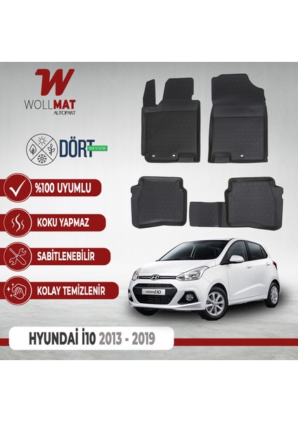 Hyundai I10 Paspas 2013 2019 Arası 3D Havuzlu Paspas Seti Uyumlu