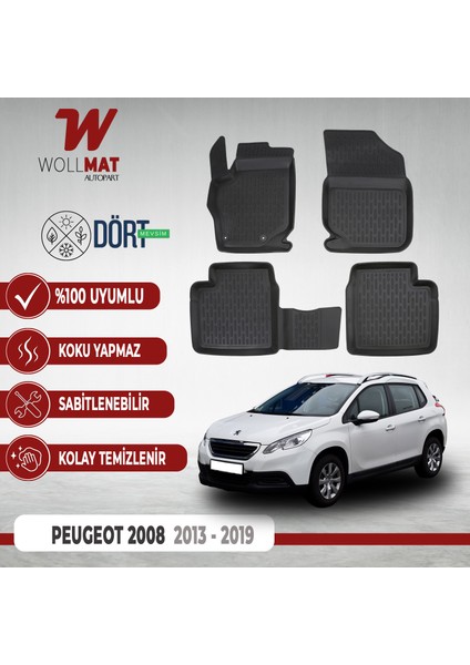 Peugeot 2008 Paspas 2013 2019 Arası 3D Havuzlu Paspas Seti