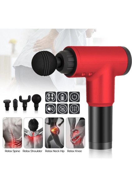 Fascial Gun RH-320 6 Kademe Hız Ayarlı, 4 Parça Başlıklı, USB Şarjlı, Masaj Tabanca Aleti (5224) fırsatları