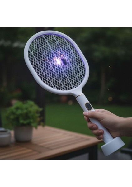 USB Şarjlı Beyaz Renk Kendiliğinden Standlı Şarj Göstergeli Uv Işıklı Sinek Öldürme Raketi LTD-718 (5224) fırsatları