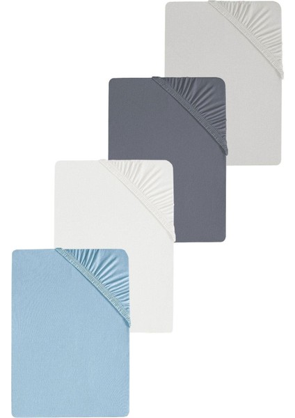 4 Adet Battal Boy Düz Pamuklu Çift Kişilik 200 x 200 cm Lastikli Penye Çarşaf