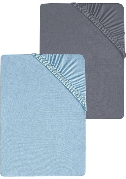 2 Adet Battal Boy Düz Pamuklu Çift Kişilik 200 x 200 cm Lastikli Penye Çarşaf