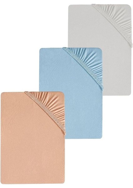 3 Adet Battal Boy Düz Pamuklu Çift Kişilik 200 x 200 cm Lastikli Penye Çarşaf