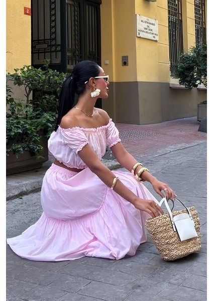 Büzgülü Crop Kat Detaylı Fırfır Etekli Takım 10196 fiyatları