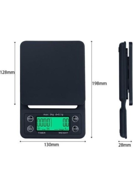 Hassas Kahve Tartısı, Zaman Ayarlı, Elektronik, Siyah, Hafif ve Kullanışlı fiyatları