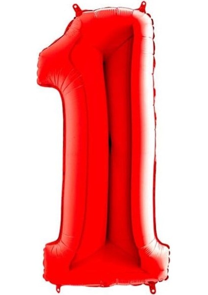 1 Rakamı Kırmızı Folyo Balon 16 Inch 40 cm