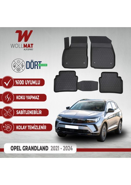 Opel Grandland Paspas 2021 2024 Arası Uyumlu 3D Havuzlu Paspas Seti
