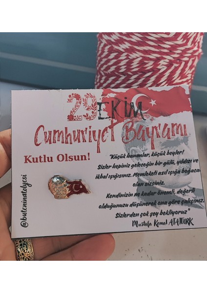 29 Ekim Cumhuriyet Bayramı hediyesi, 102. Yıl, 10 Adet Atatürk ve Türk Bayraklı Yaka Rozeti,