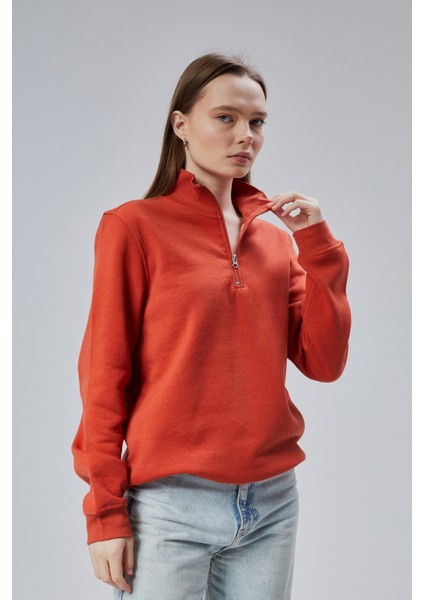 Mooncover Kadın Dik Yaka Yarım Fermuarlı Polarlı Sweatshirt modelleri