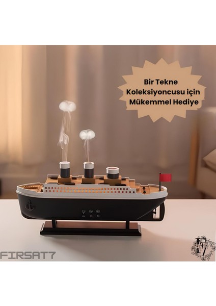 Titanic Vapur Gemi Dekoratif Aromaterapi Hava Nemlendirici 7 Led'li Gemi Dekoratif Difüzör Buharlık modelleri