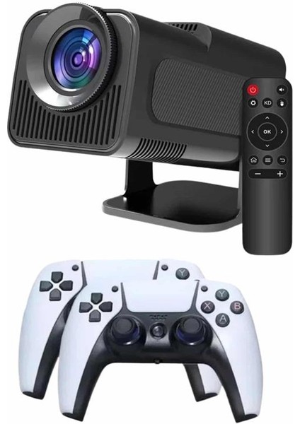 Çift Kollu Game Box Projeksiyon Cihazı Kumandalı Android Tv Dahili Hoparlör modelleri