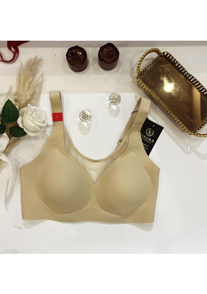 Lazer Kesim Dikişsiz Telsiz Tül Detayı Sütyen