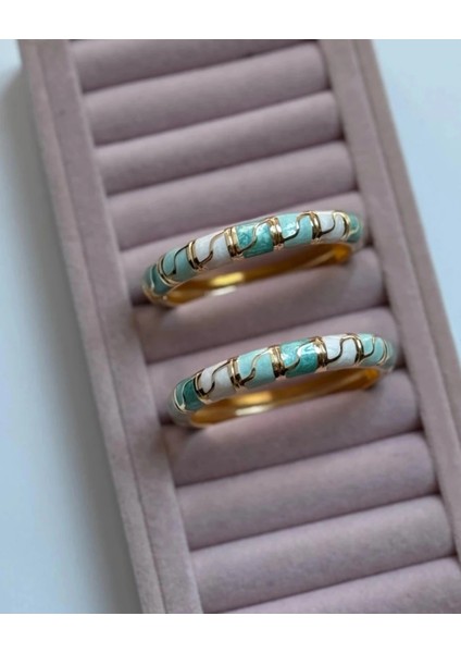 Mineli Dalgalı Desenli Mint Yeşili Kelepçe fiyatları