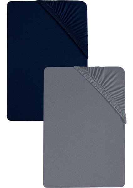 2 Adet Düz Pamuklu Çift Kişilik 180 x 200 cm Lastikli Penye Çarşaf