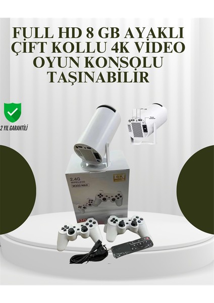 Portatif 4K Projeksiyon – 4.000 Uygulama, Kablosuz Yansıtma ve Bluetooth 5.0
