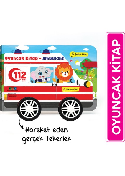 Oyuncak Kitap - Ambulans (Gerçek Tekerlekli)