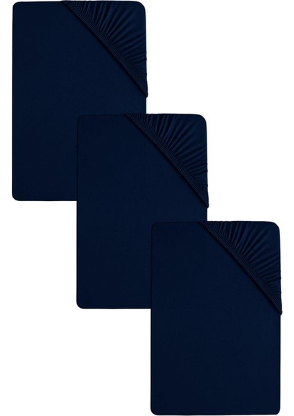 3 Adet Düz Pamuklu Çift Kişilik 180 x 200 cm Lastikli Penye Çarşaf