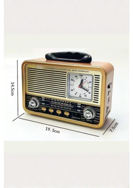 Büro Ev Ofis Hediyesi Için Ahşap Gösterge Saatli Taşınır Bluetooth Hoparlörlü Şarjlı Radyo modelleri