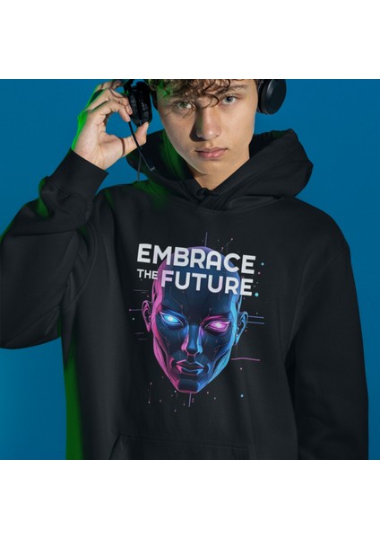 Embrace The Future Erkek Hoodie – Modern ve Ilham Verici Tasarım