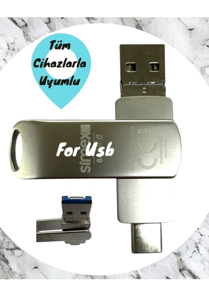 Samsung Uyumlu Type C Flash Bellek Uyumlu 64 GB Otg USB Type C Flash Bellek Disk Pc Uyumlu fırsatları