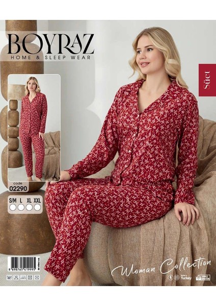 Boyraz 02290 Kadın Süet Uzun Kol Pijama Takımı