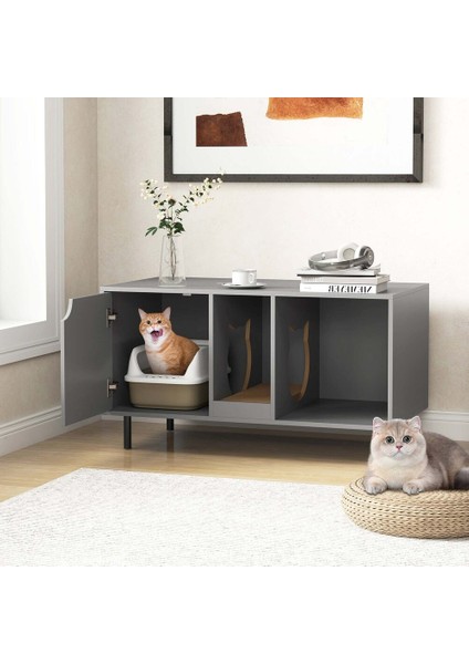 Costway Gizli Kedi Tuvaleti ve Depolama Dolabı – Modern Tasarım Antrasit fiyatları