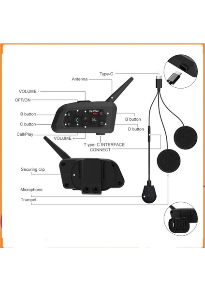 V6 Plus Motorsiklet Kaskı Intercom Su Geçirmez 1200 M fiyatları