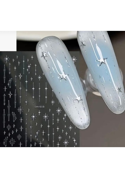 Gümüş Lazer Yıldız Çizgi Tırnak Süsleme Stickerı Nail Art Süslemeleri fiyatları