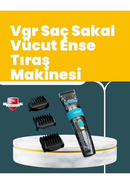 Vgr V-695 Saç ve Sakal Kesme Makinesi LED Ekranlı 5 Uzunluk Ayarı
