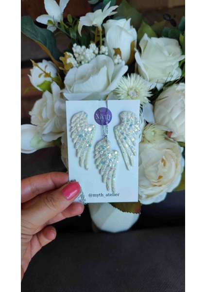 Angel Wings El Yapımı Melek Kanadı Özel Tasarım Küpe ve Kolye Seti fiyatları