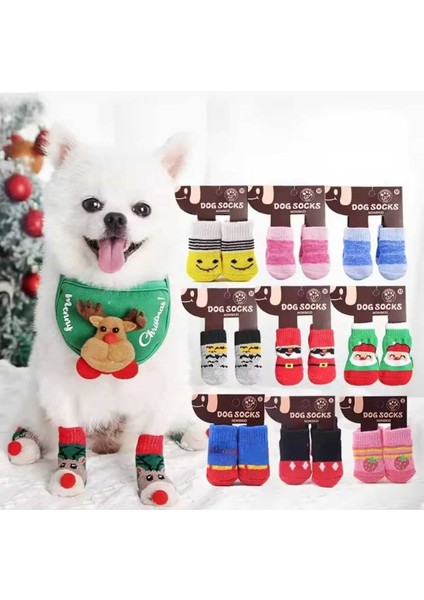 Sevimli Çok Renkli Köpek ve Kedi Patili Evcil Hayvan Çorabı