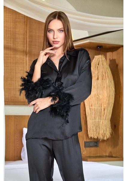 Aqua 25583 Gömlek Yaka Otrişli Saten Pijama Takımı fiyatları