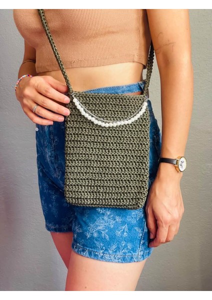 El Örgüsü Inci Detaylı Kadın Çanta