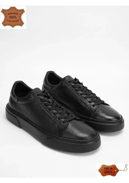 Makras Exclusıve Tommy 777 Siyah Siyah Hakiki Deri Erkek Sneaker Ayakkabı indirimleri
