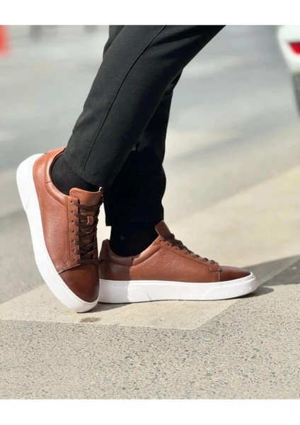 Makras Exclusıve Tommy 777 Kahve Beyaz Hakiki Deri Erkek Sneaker Ayakkabı fırsatları
