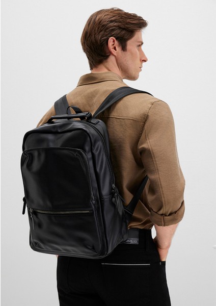 Suni Deri Siyah Sırt Çantası 0911949-900