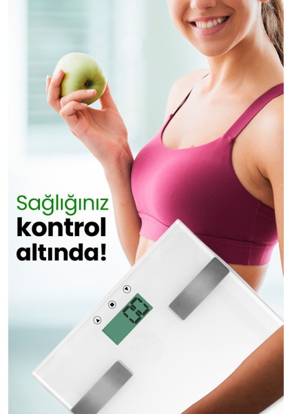 Geniş Ekranlı Çok Fonksiyonlu Cam Vücut Analizli Tartı, Siyah fiyatları