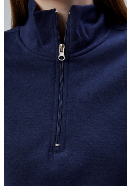 Mooncover Kadın Dik Yaka Yarım Fermuarlı Polarlı Sweatshirt modelleri