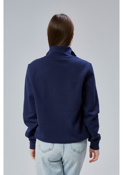 Mooncover Kadın Dik Yaka Yarım Fermuarlı Polarlı Sweatshirt