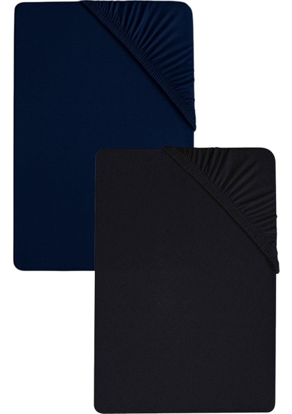 2 Adet Düz Pamuklu Çift Kişilik 180 x 200 cm Lastikli Penye Çarşaf