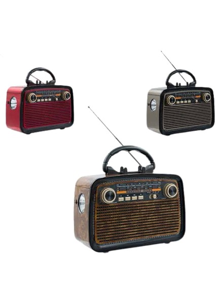 Bluetooth Hoparlör Ahşap Renk Vintage Işıklı Nostaljik Radyo Fm Ahşap Görünümlü fiyatları